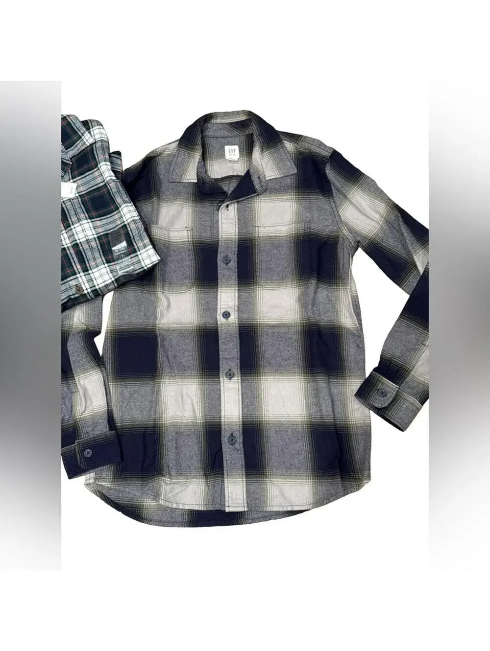 2 GAP Kids Boys 12 / XL Flannel Plaid Shirts Long Sleeve NWT & like new
